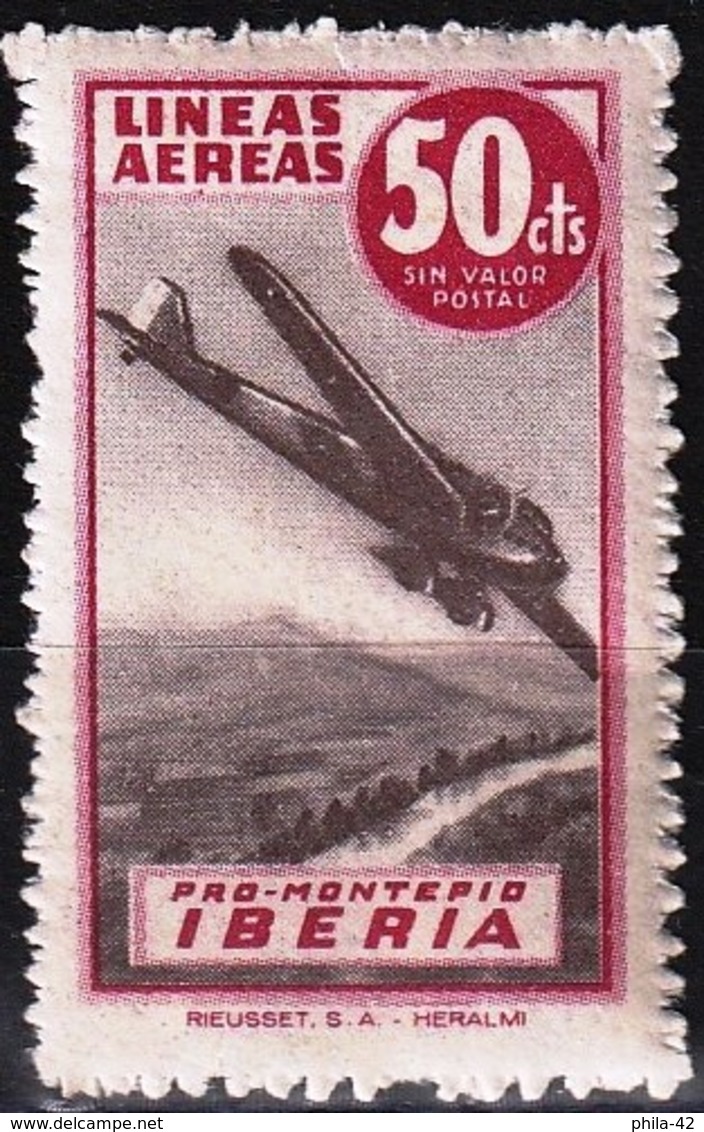 Spain 1945 - Beneficienca : Pro-Montepio Iberia : Airplane MNH** - Bienfaisance