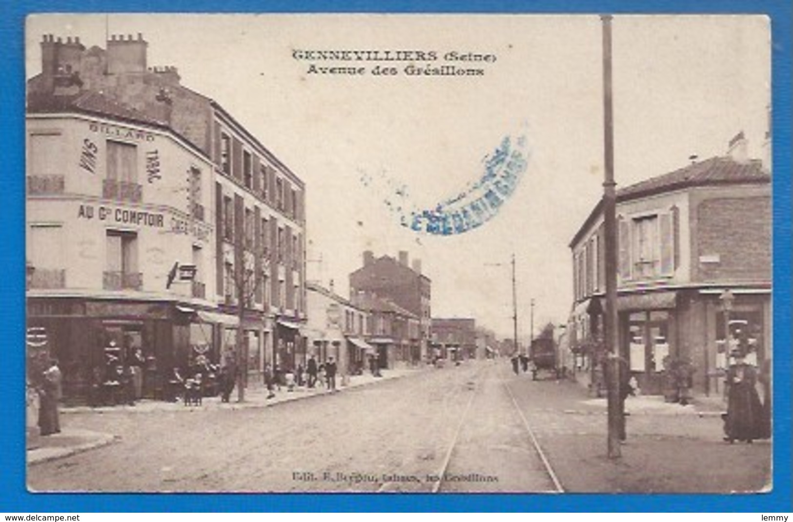 92 # GENNEVILLIERS - AVENUE DES GRÉSILLONS - COMMERCES - CAFÉ TABAC "AU GRAND COMPTOIR" 1915 - Gennevilliers