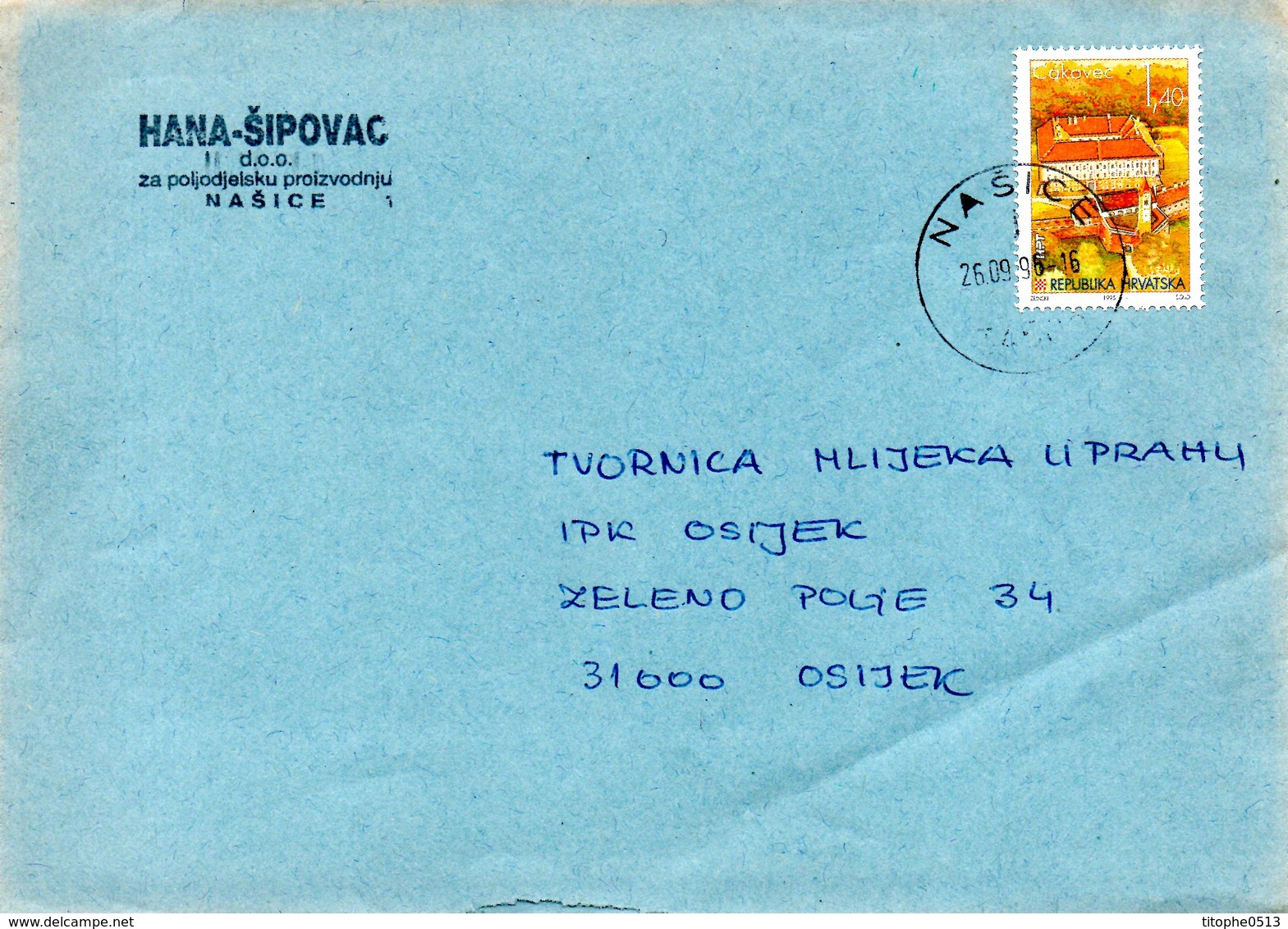 CROATIE. N°318 De 1995 Sur Enveloppe Ayant Circulé. Cakovec. - Croatia