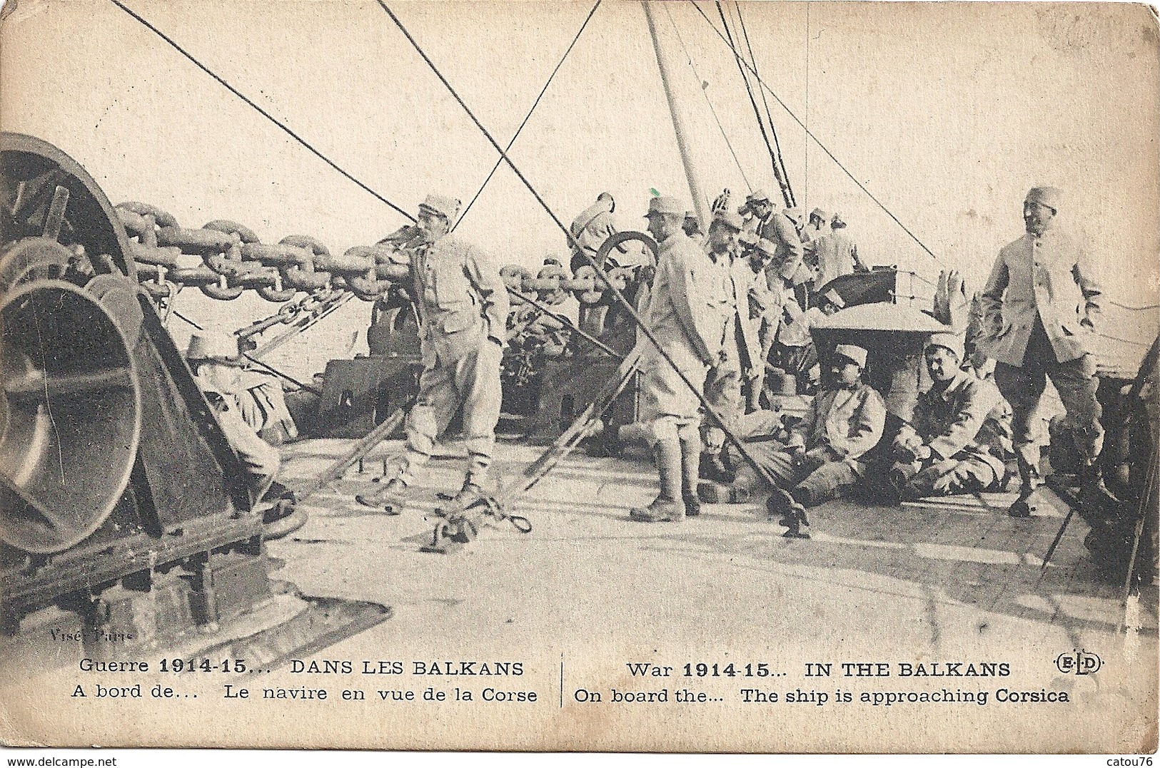 Guerre 1914-15 Dans Les Balkans Le Navire En Vue De La Corse - War 1914-18