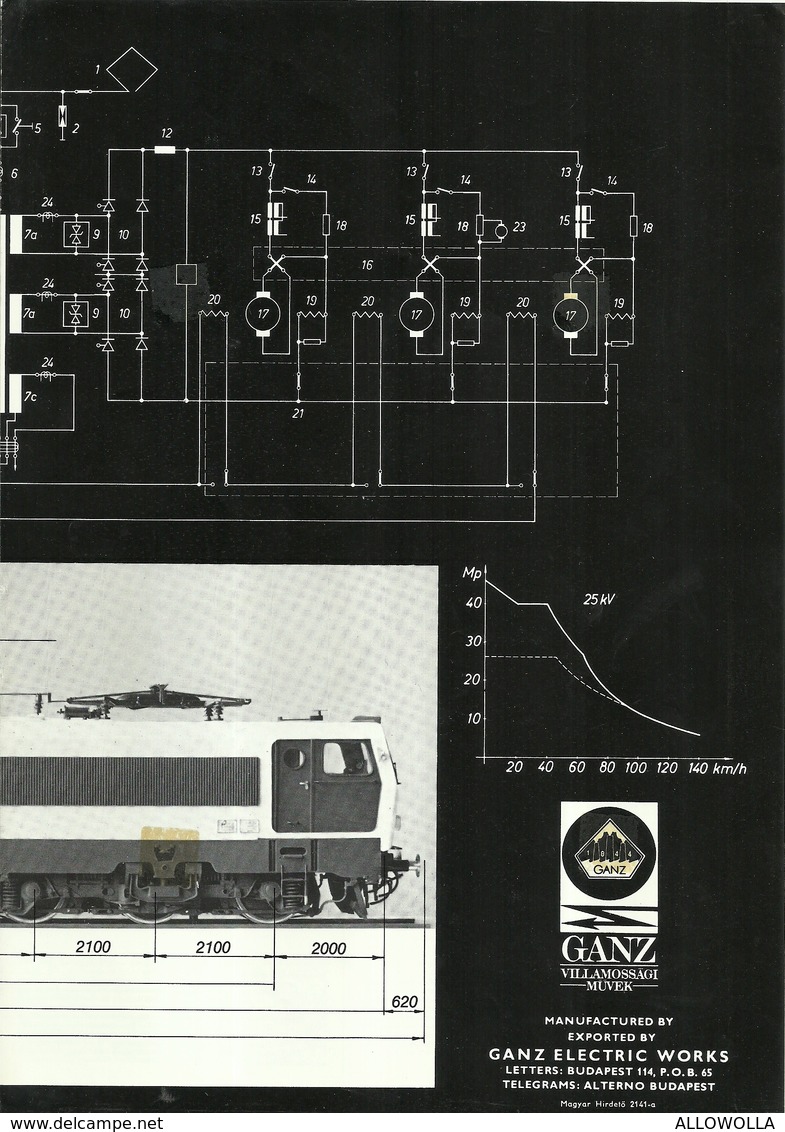 2160 "  LOCOMOTORE 5000 LE - GANZ ELECTRIC WORKS " SCHEDA TECNICA - Ferrovie