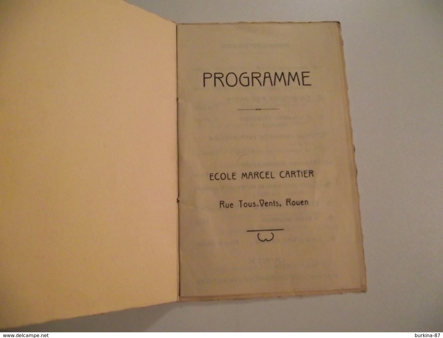 Programme, Ecole Marcel Cartier , 1933, Rouen - Programmes