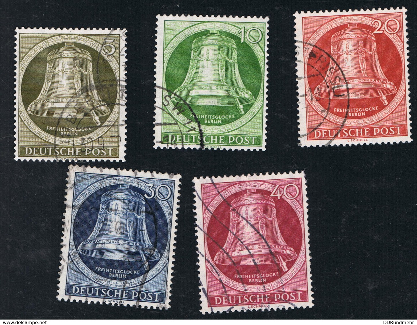 1951 - 52 Freiheitsglocke Mi 82 - 86 Sn DE 9N75 - 79 Yt DE-BE 68 - 72 Sg DE-BE B82 - 86 AFA DE-BE 82 - 86 Gest O - Gebraucht