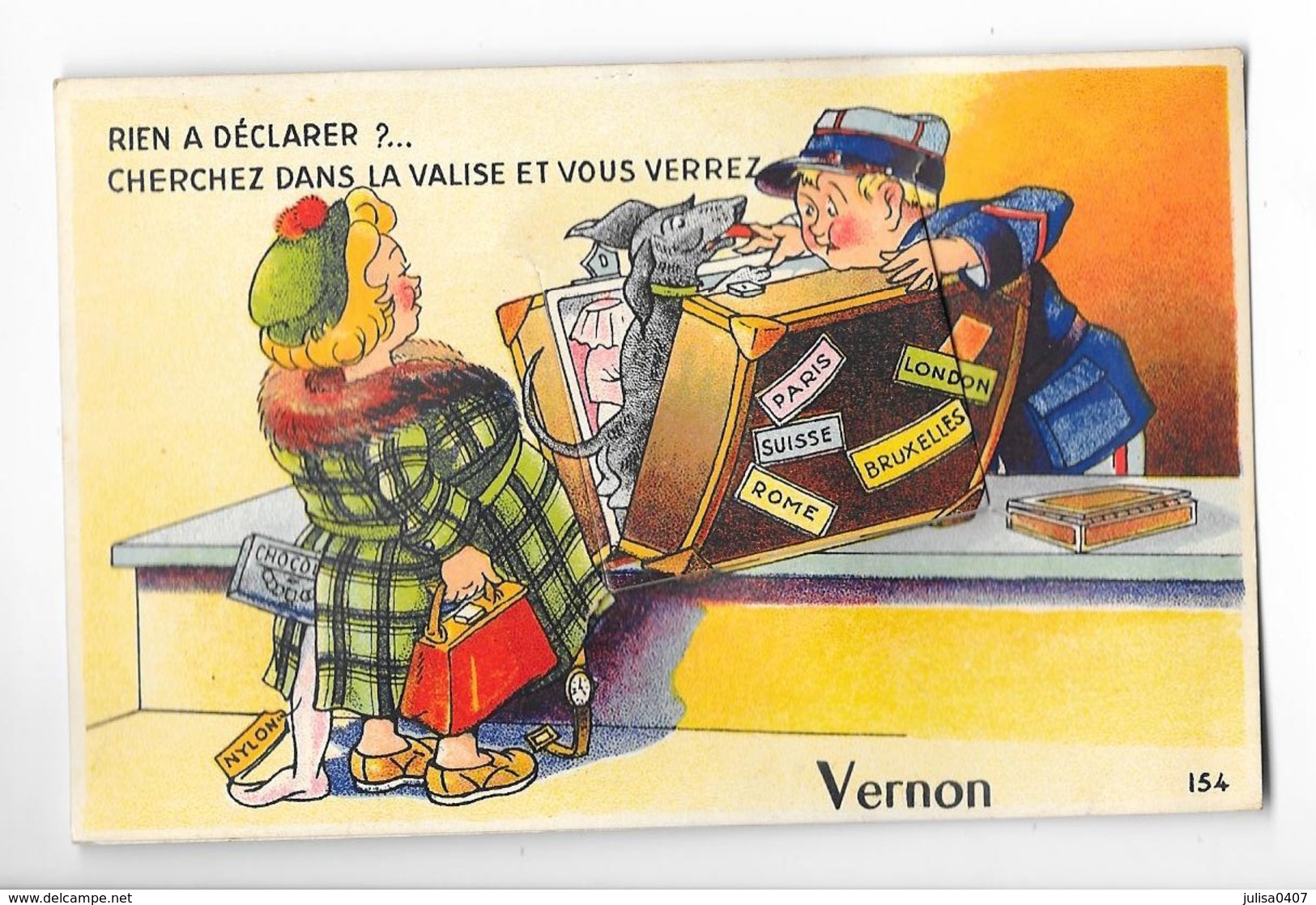 VERNON (27) Carte à Système Dépliant Douanier - Vernon