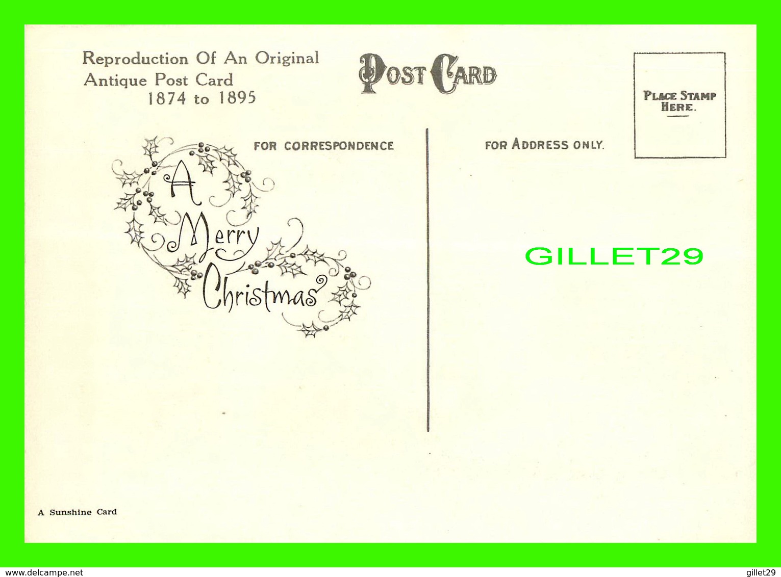NOEL, CHRISTMAS - CHRISTMAS GREETINGS, ANGELS -  REPRODUCTION OF AN ORIGINAL ANTIQUE POST CARD 1874 TO 1895 - - Autres & Non Classés