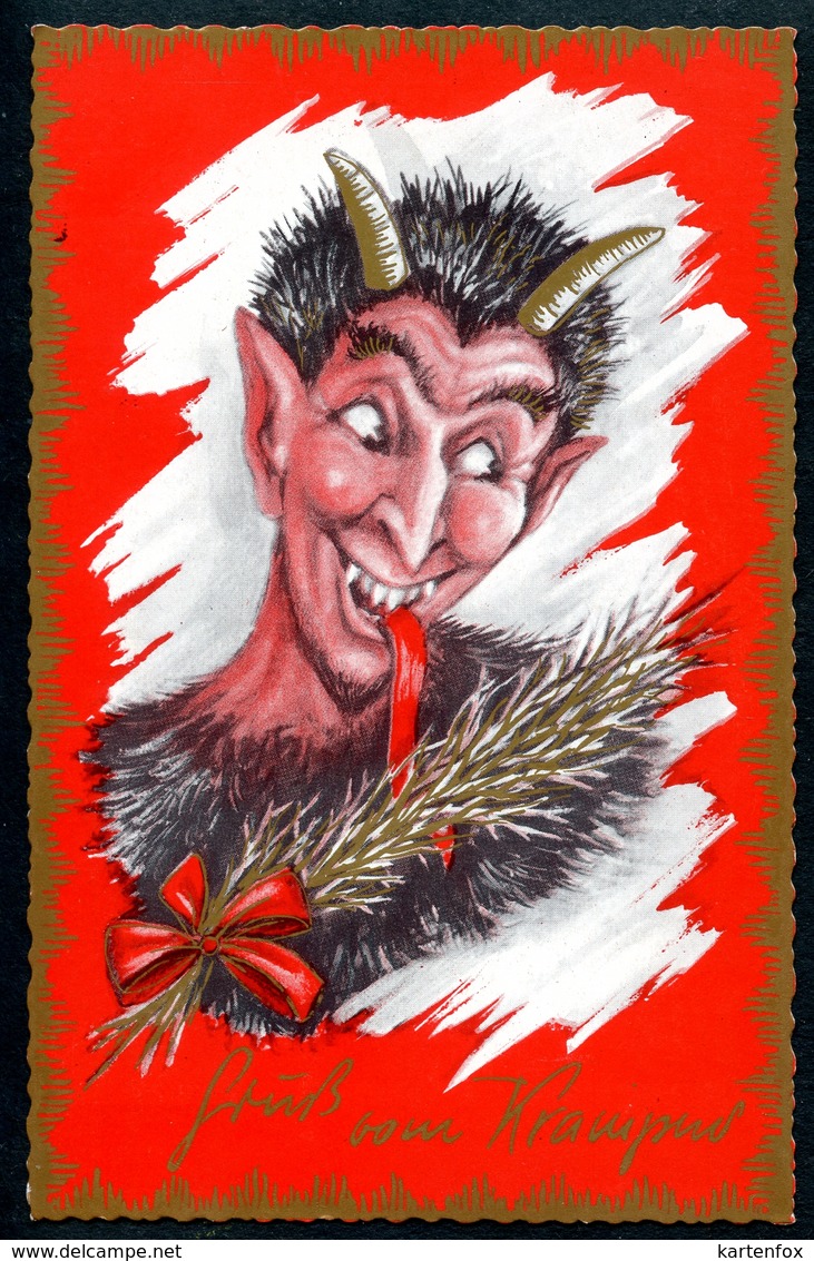 AK Krampus _EE, GRUSS Vom, Lange Zunge, Goldene Rute - Sonstige & Ohne Zuordnung