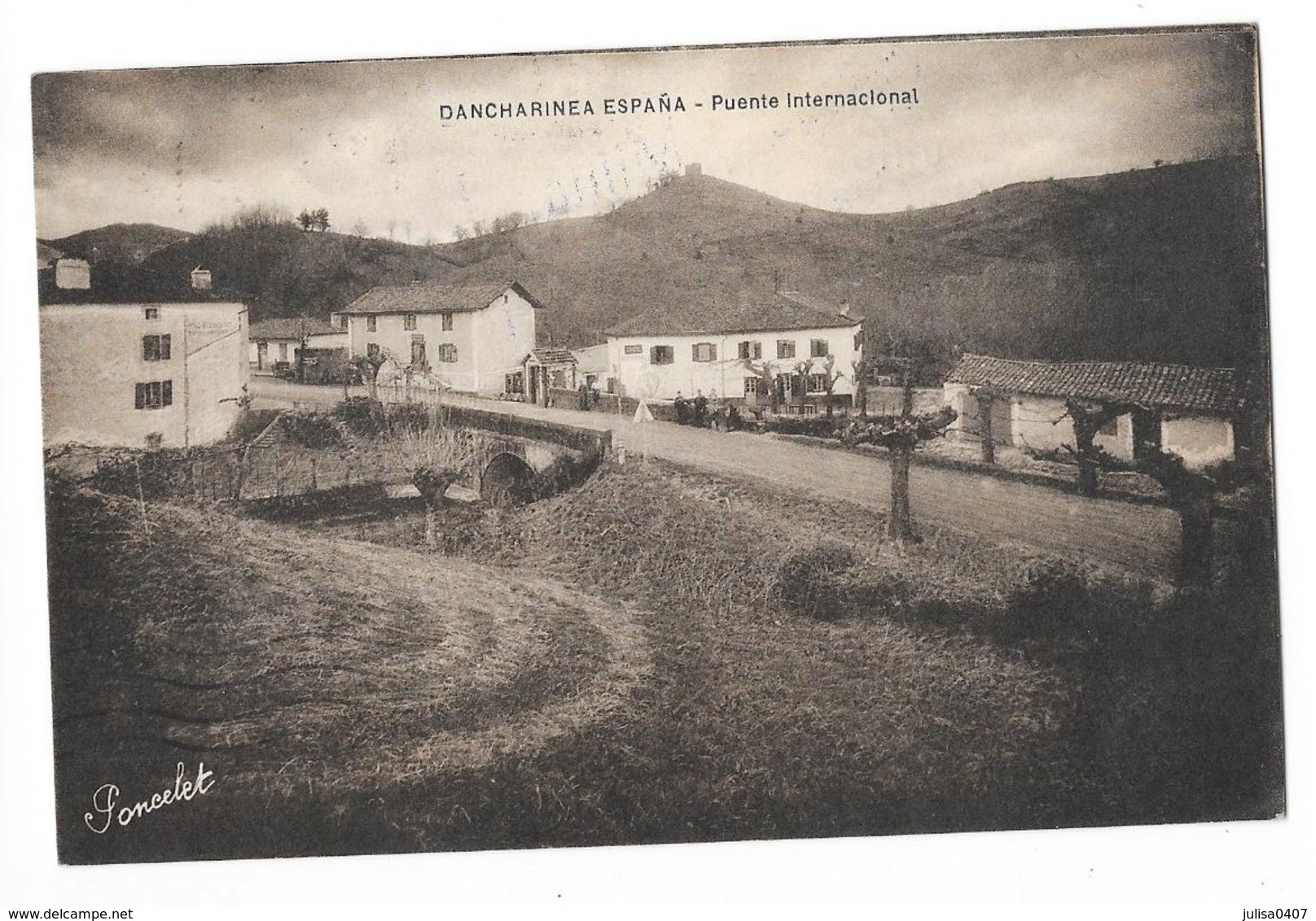 DANCHARINEA (Espagne) Puente Internacional Cachet De Censure Militaire - Navarra (Pamplona)