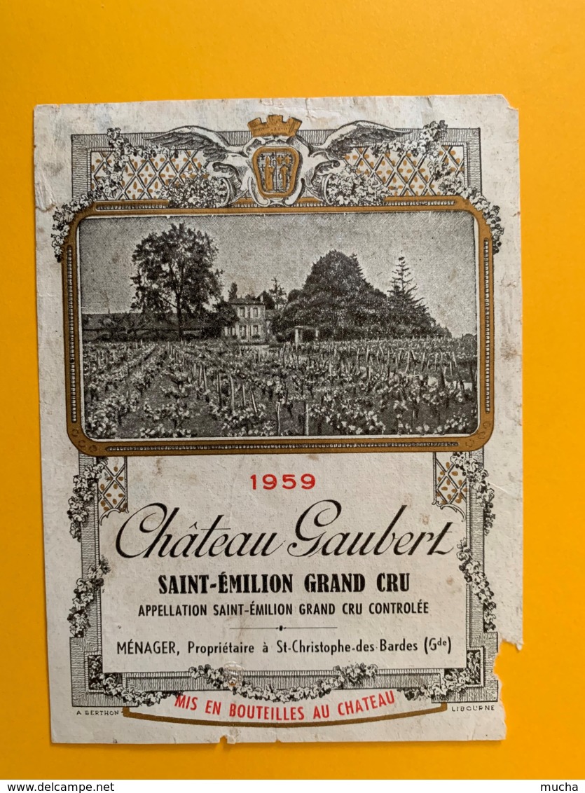 9530 - Château Gaubert 1959 Saint-Emilion  Endommagée - Bordeaux