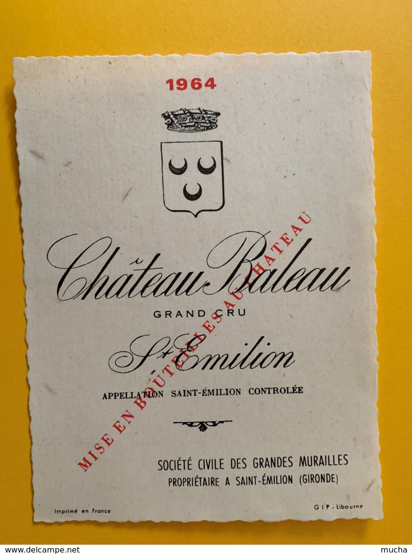 9539 - Château Baleau 1964 Saint-Emilion - Bordeaux