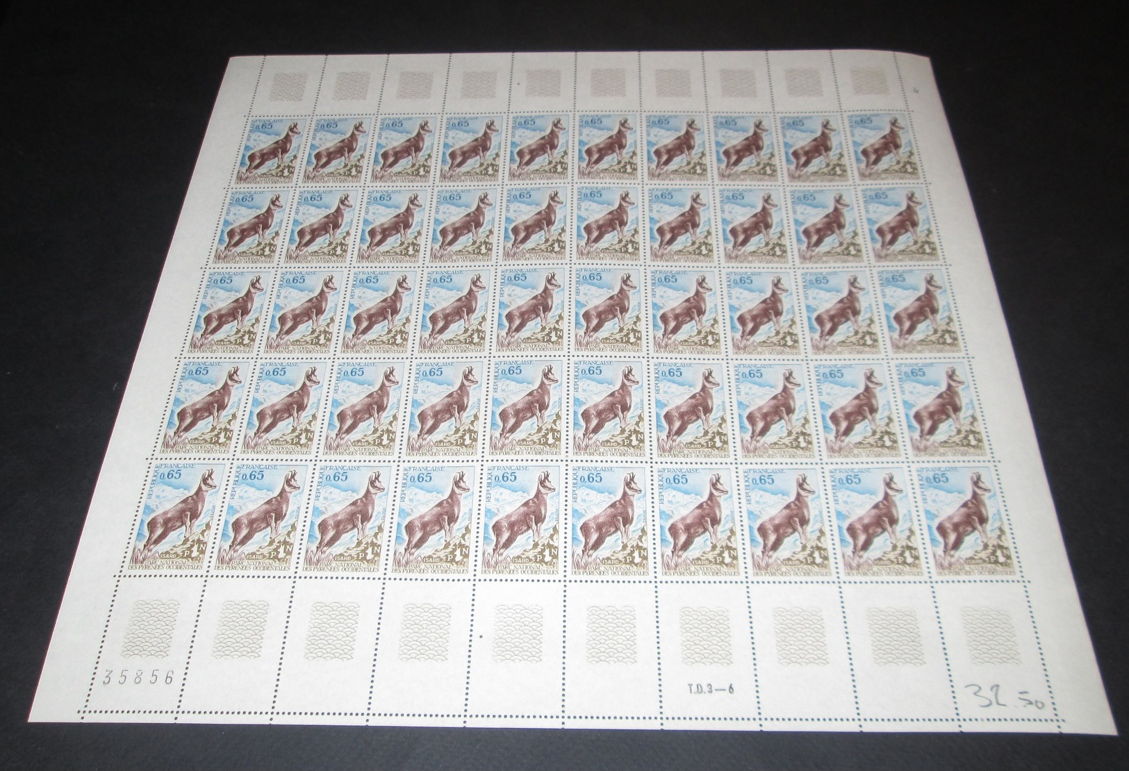 France 1971 Neuf** N° 1675  Isard  Des Pyrénées Feuille Complète (full Sheet) - Ganze Bögen