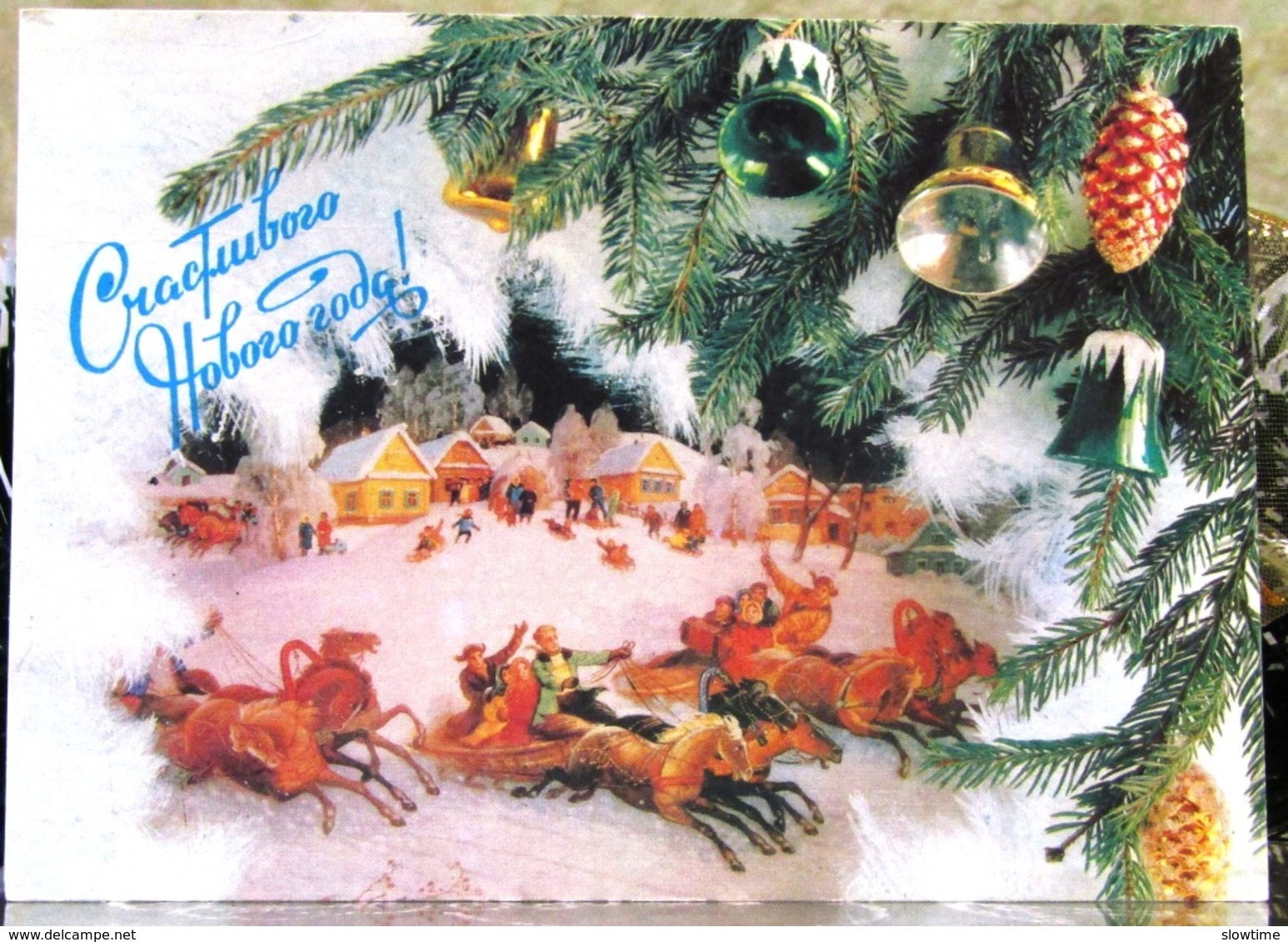 Russian Winter Fun Christmas New Year Russia Postcard - New Year