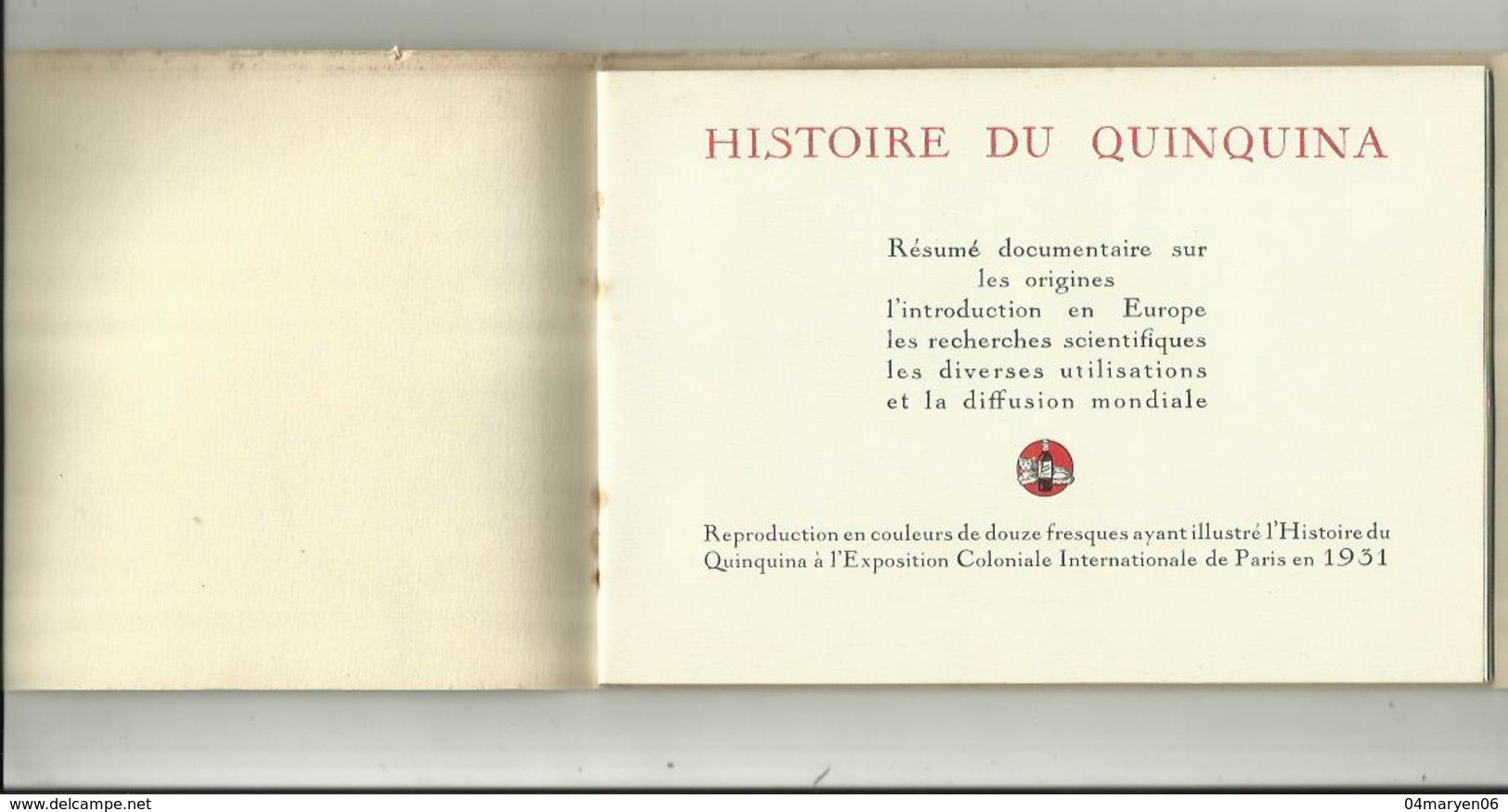 "" HISTOIRE  DU  QUINQUINA  "" - Reproduciton En Couleurs De 12 Fresques    .-Paris 1931-""DUBONNET"" - Alcools