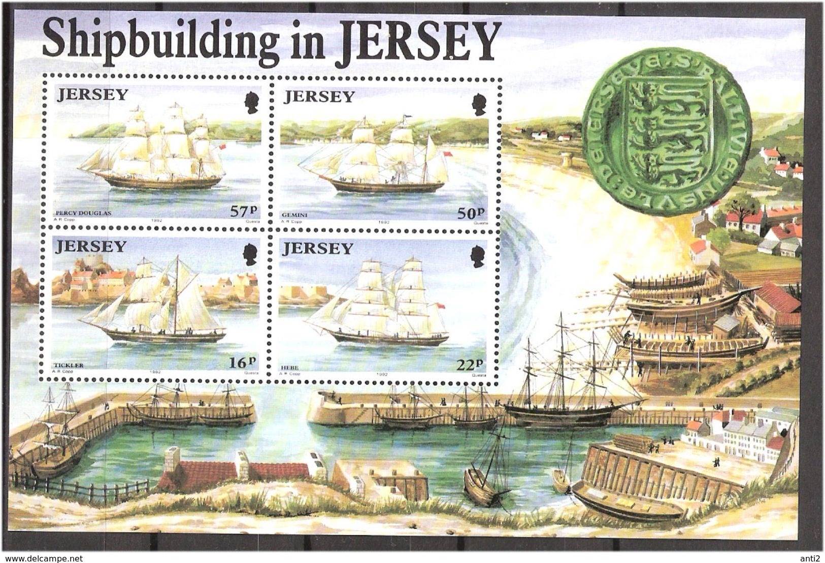 Jersey 1992 Shipbuilding On Jersey, Ships Mi  Bloc 6, MNH(**) - Jersey