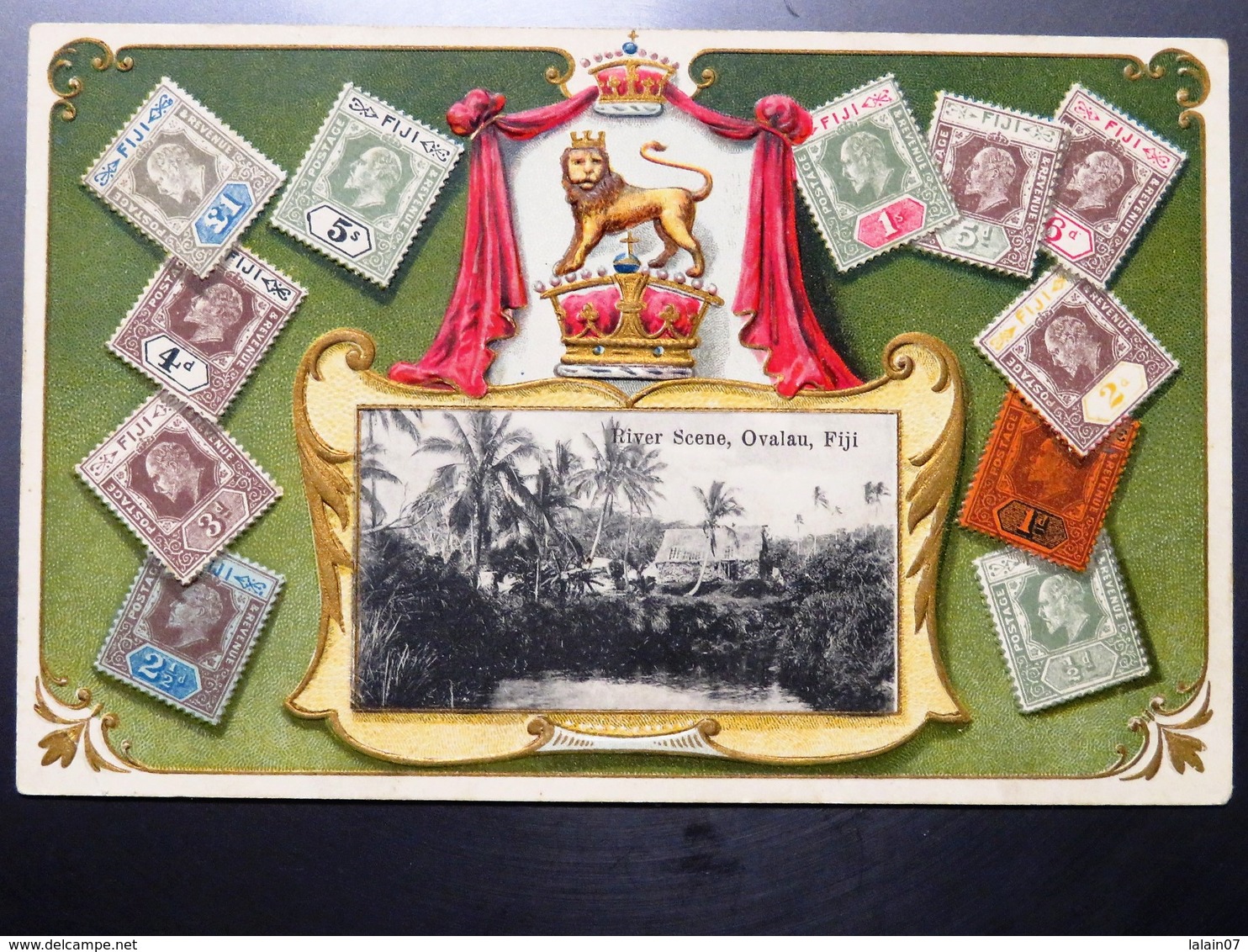 C.P.A. : FIDJI, FIJI , River Scene, OVALAU, Card With Stamps - Fidji