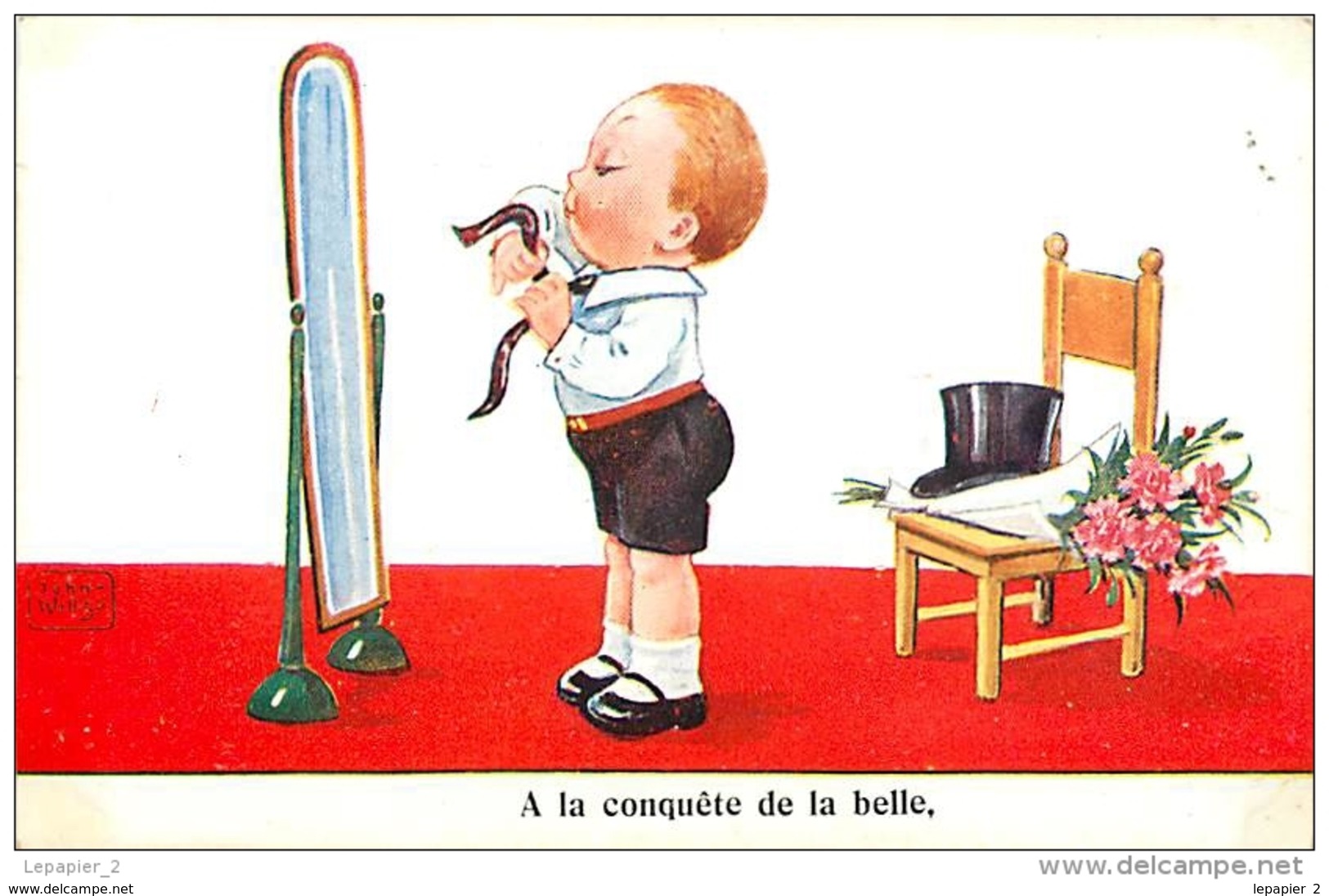 Illustrateur John Wills - A La Conquête De La Belle (miroir - Cravate - Bouquet) - Wills, John