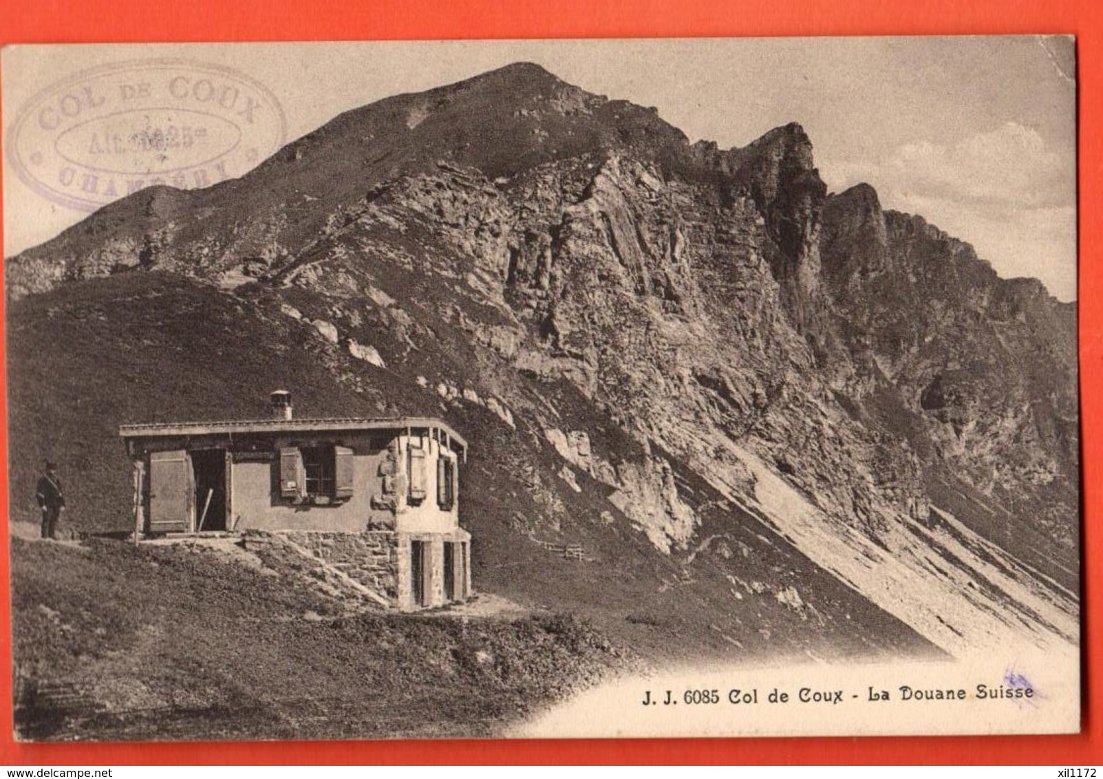 VAG-21 Col De Coux Sur Champéry Val D'Illiez. La Douane Suisse Et Douanier. Circulé 1911 Jullien 6085 - Champéry