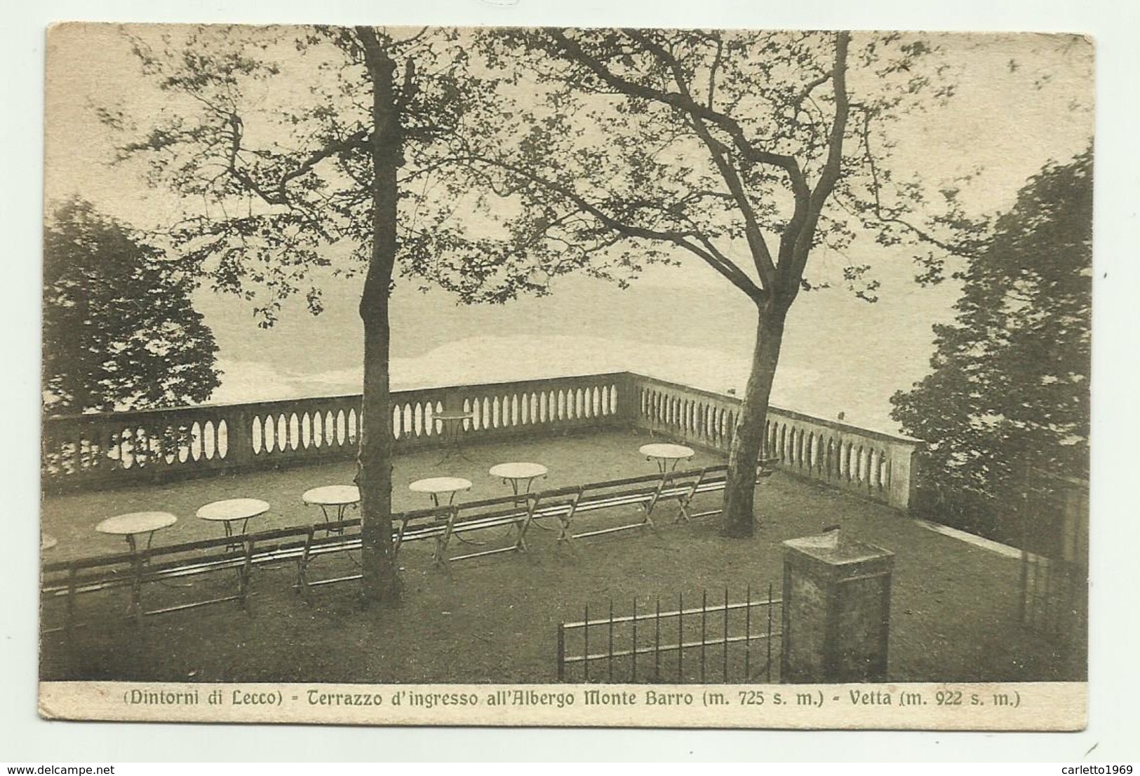 DINTORNI DI LECCO - TERRAZZO D'INGRESSO ALL'ALBERGO MNOTE BARRO 1925 VIAGGIATA FP - Lecco