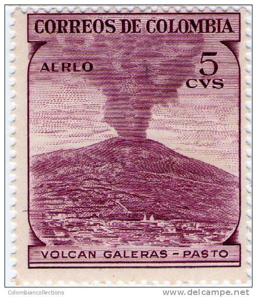 Lote 69a, Colombia, 1954, 5 C, Volcan Galeras, Sello, Volcano Stamp - Colombia