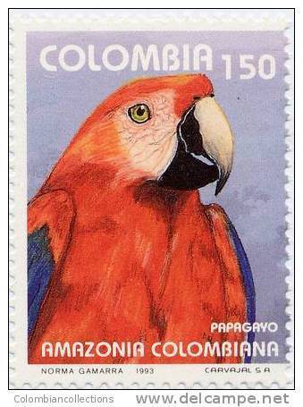 Lote 26i, Colombia, 1993, Amazonia Colombiana, 2 V, Ave, Culebra, Bird, Parrot, Anaconda Snake, Stamp - Colombia