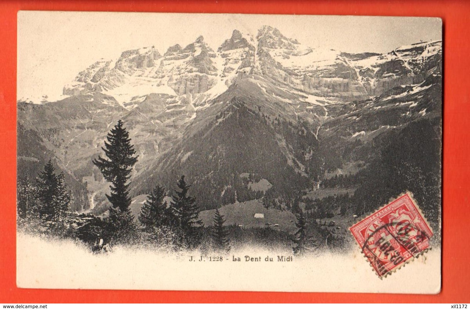 VAG-32 Dents Du Midi Sur Champéry. Cachet Frontal 1902 . Jullien 1228 - Champéry