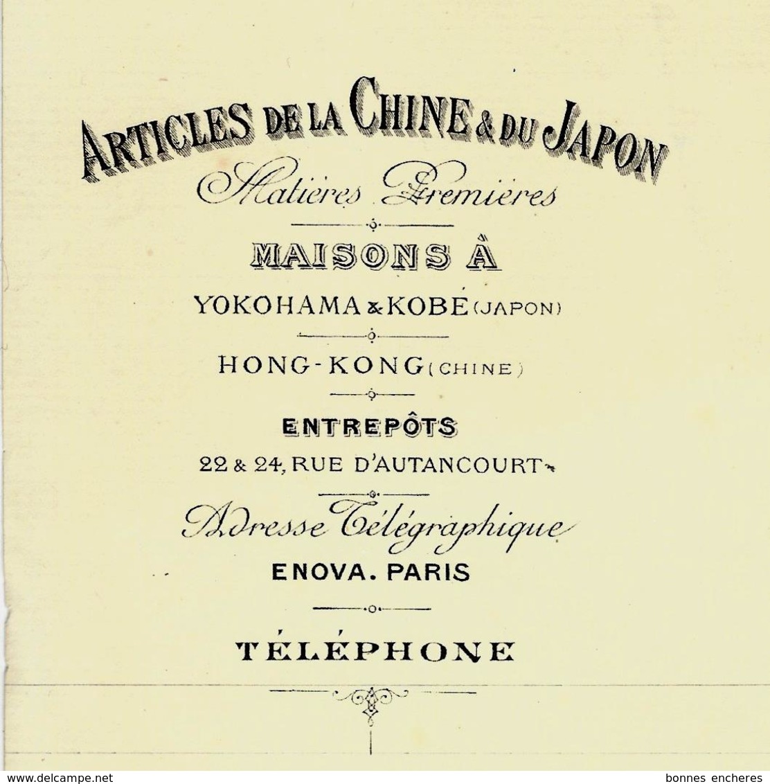 1892 PARIS Rue De Cléry ARTICLES DE LA CHINE ET DU JAPON "OPPENHEIM FRERES" Voir TEXTE + HISTORIQUE - 1800 – 1899