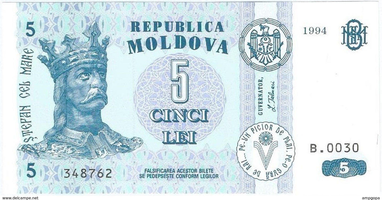 Moldavia - Moldova 5 Leu 1994 Pick 9a UNC Ref 2210-1 - Moldova