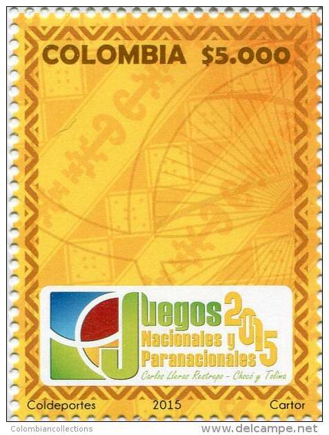 Lote 2015-3, Colombia, 2015, Sello, Stamp, Juegos Deportivos Nacionales, National Sports Games - Colombia