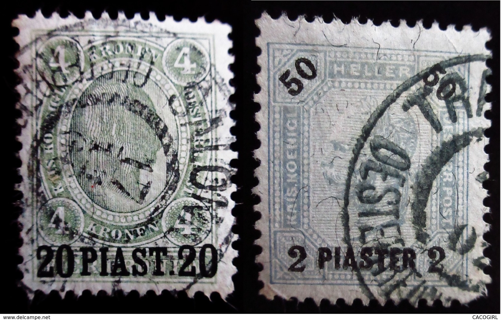 1900 Levant Autrichien Yt 35a, 38 . "PIASTER" On Emperor Franz Joseph .Oblitérés Used - Levant Autrichien