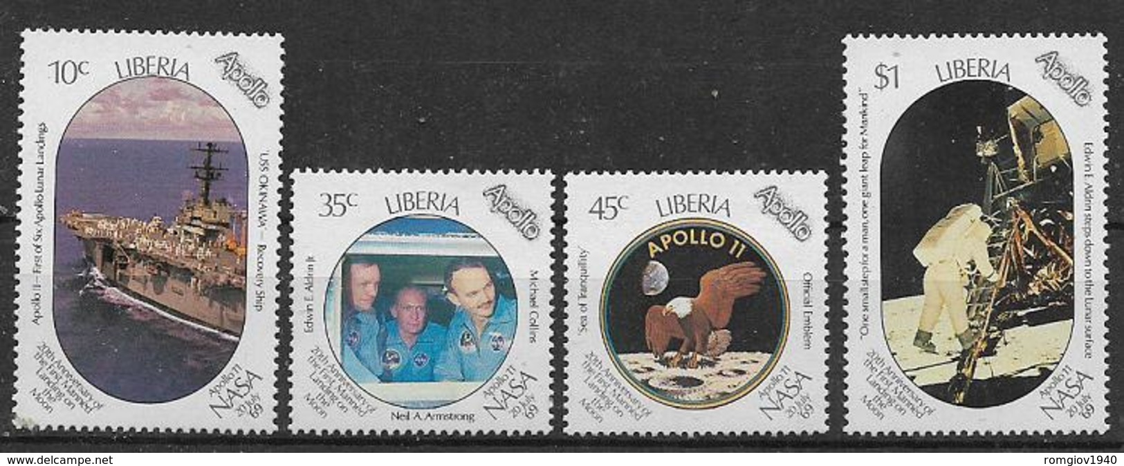 LIBERIA  1969  NASA-APOLLO   YVERT  1128-1131   MNH  XF - Liberia