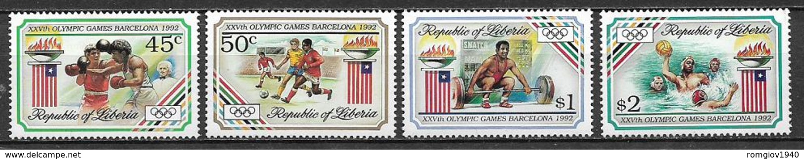 LIBERIA  1992  GIOCHI OLIMPICI  D'ESTATE    YVERT  1212-1215   MNH XF - Liberia