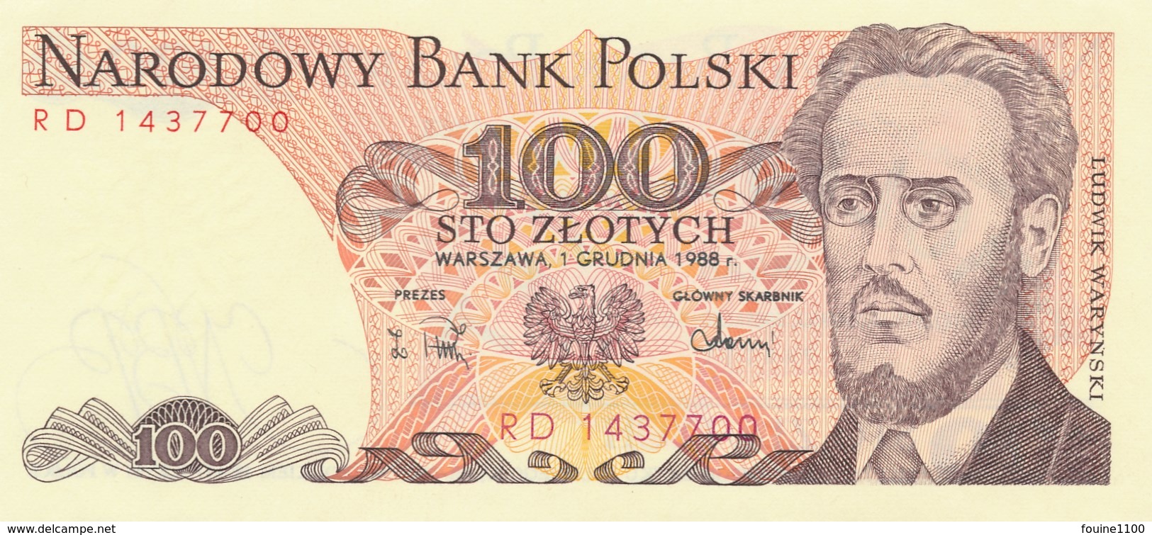 Billet De Banque  100  Zlotych  Bank Polski - Pologne