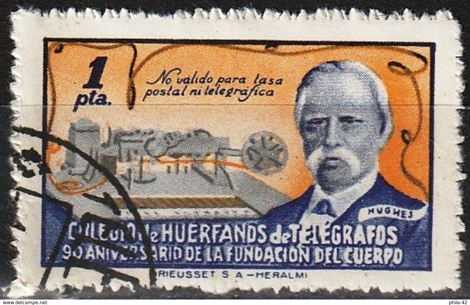 Spain 1945 - Beneficienca : Colegio De Huerfanos De Telegrafos - David Hughes - Charity