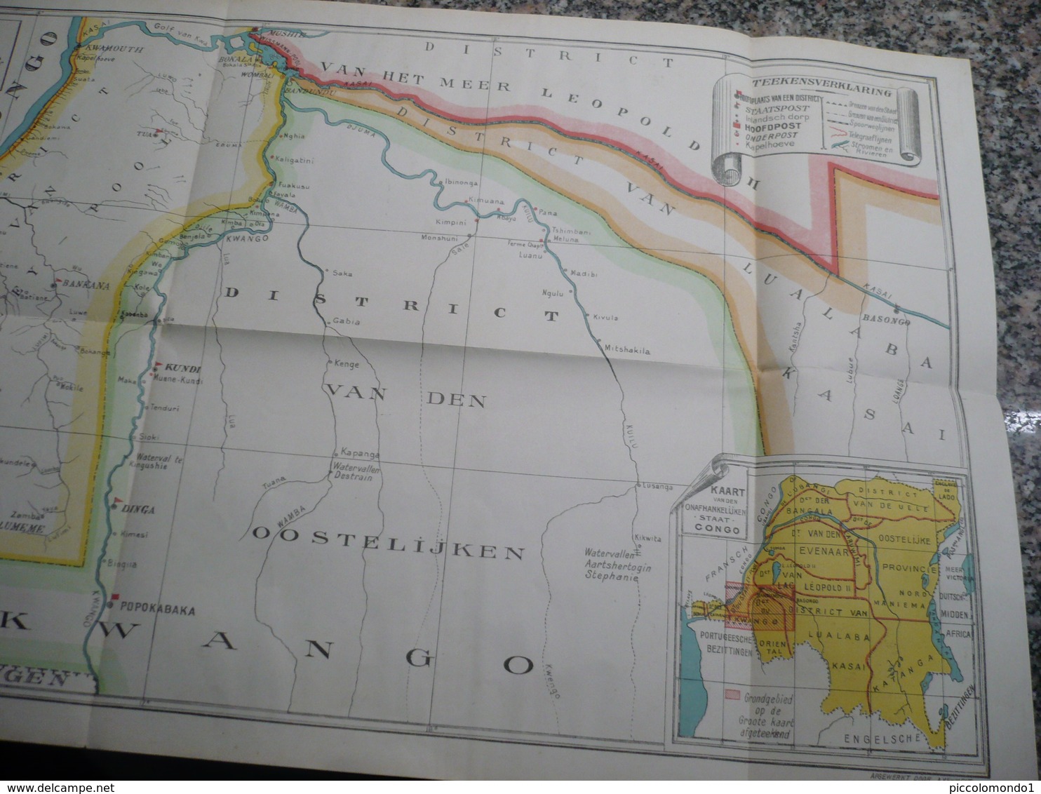 Congo Belge Kwango Kaart Der Apostolieke Prefectuur 1900 - Cartes Routières