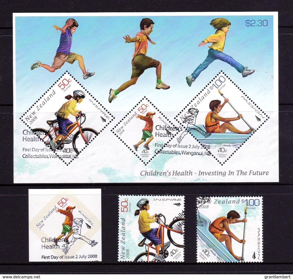 New Zealand 2008 Health - Investing In The Future Set Of 3 + Minisheet Used - Oblitérés