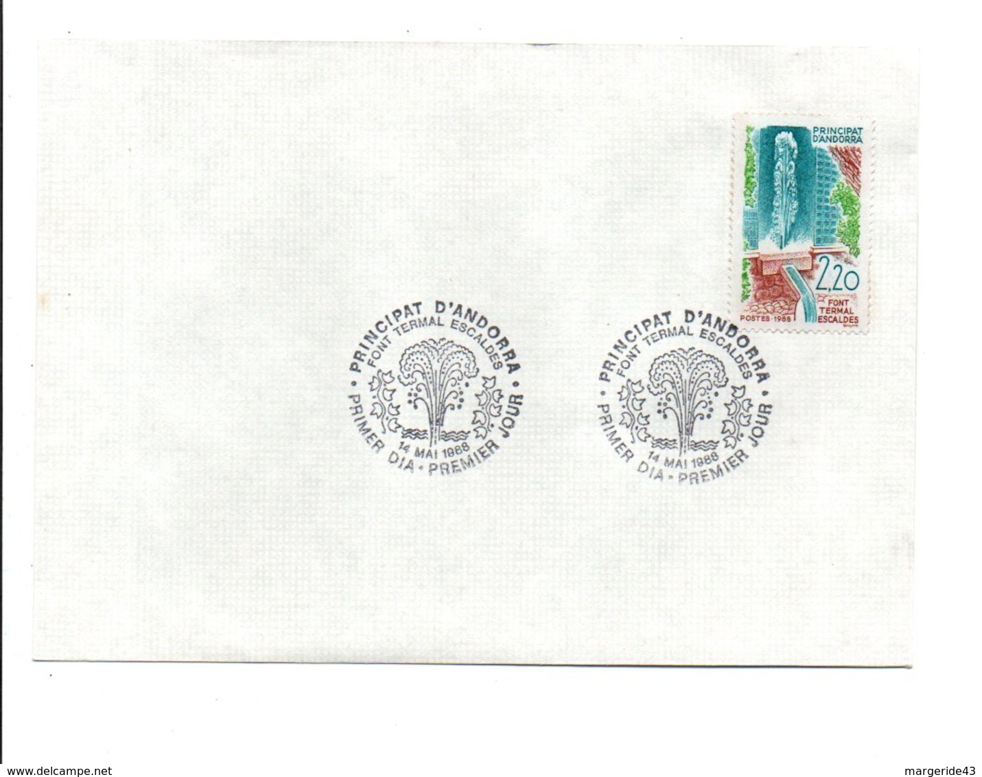 ANDORRE FDC 1988 FONTAINE THERMALE - FDC