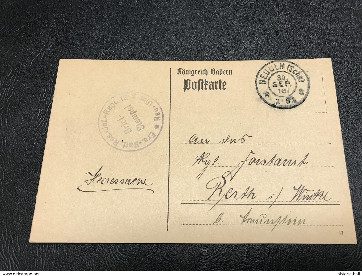 Correspondance Militaire - Feldpostkarte Sept. 1918 - Ersatz Bataillon Reserve Infanterie Regiment 12 4. Komp. Neu-Ulm - Covers & Documents
