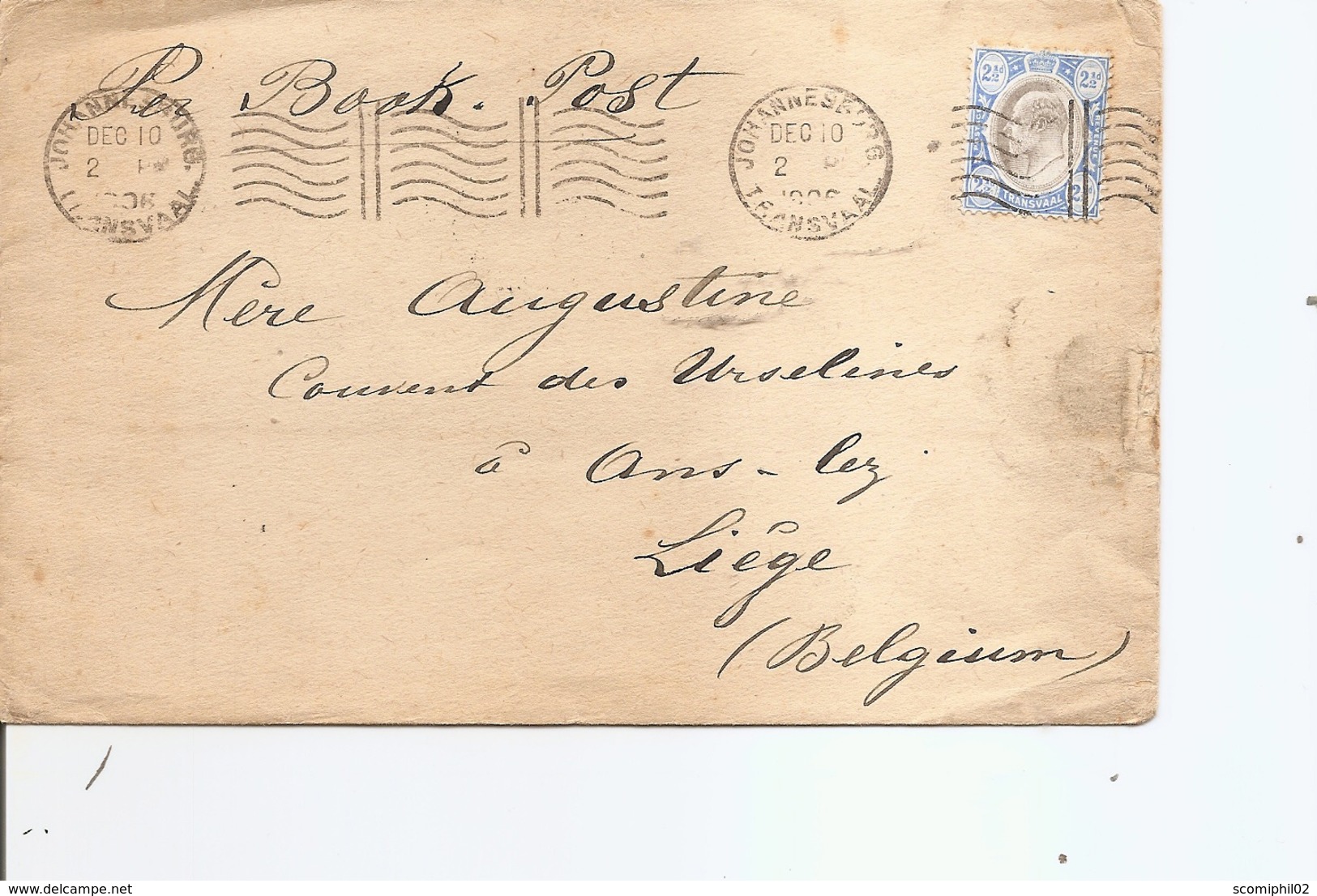 Transvaal ( Lettre De 1906 De Johannesburg Vers La Belgique à Voir) - Transvaal (1870-1909)