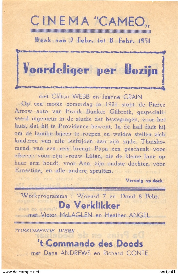 Ciné Cinema Pub Reclame Bioscoop Cameo & Rio  - 1951 - Publicité Cinématographique