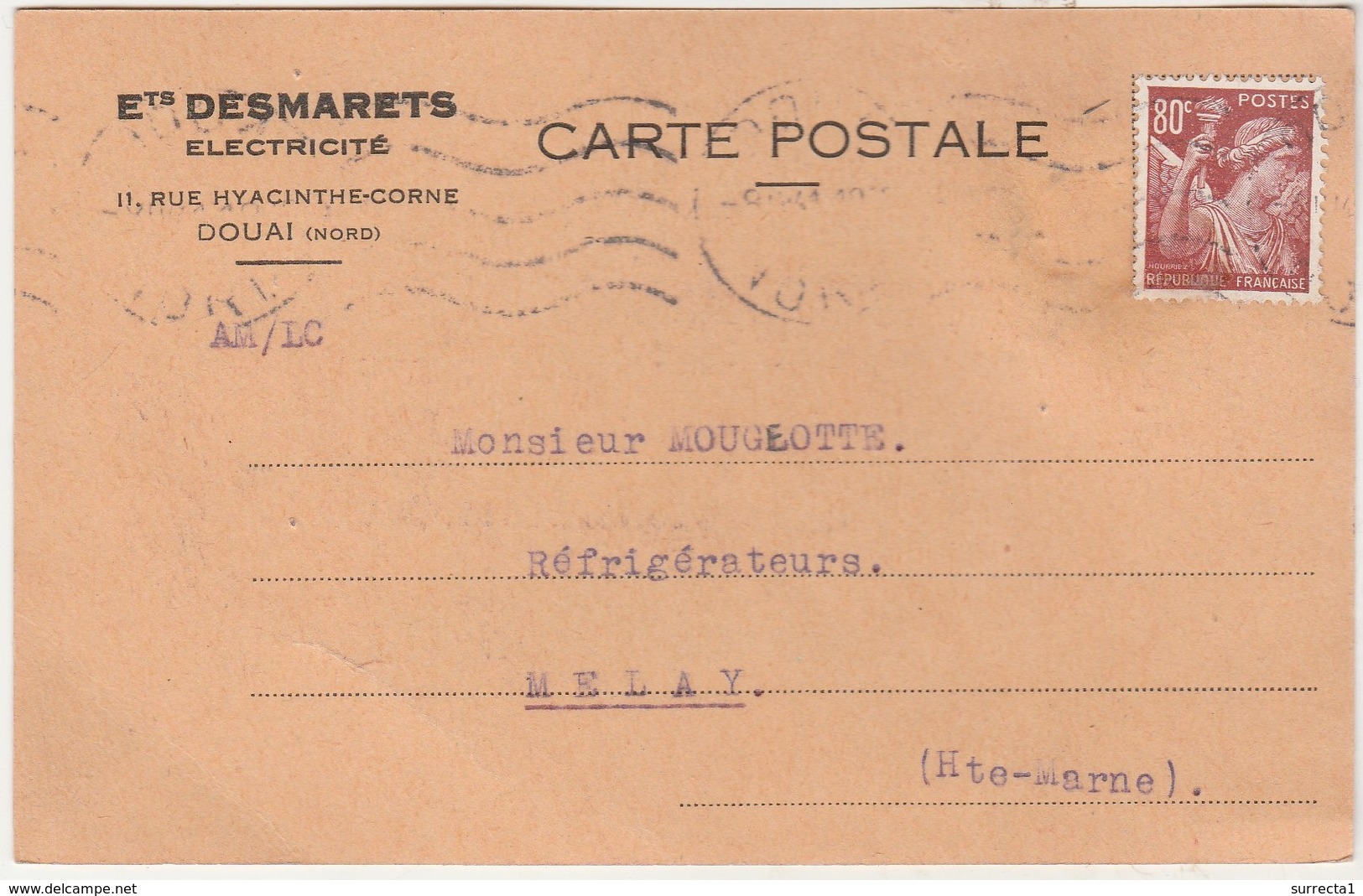 Carte Commerciale1941 / Ets DESMARETS / Electricité / 59 Douai Nord - Other & Unclassified