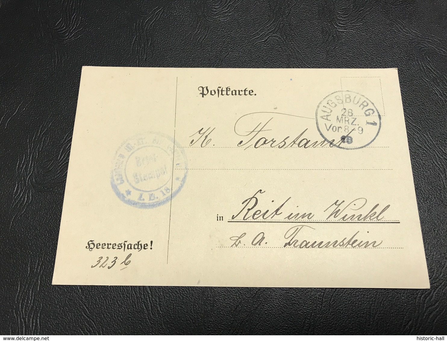 Correspondance Militaire Mars  1918 Landsturm Infanterie Ersatz Bataillon AUGSBURG IB 18 - Lettres & Documents