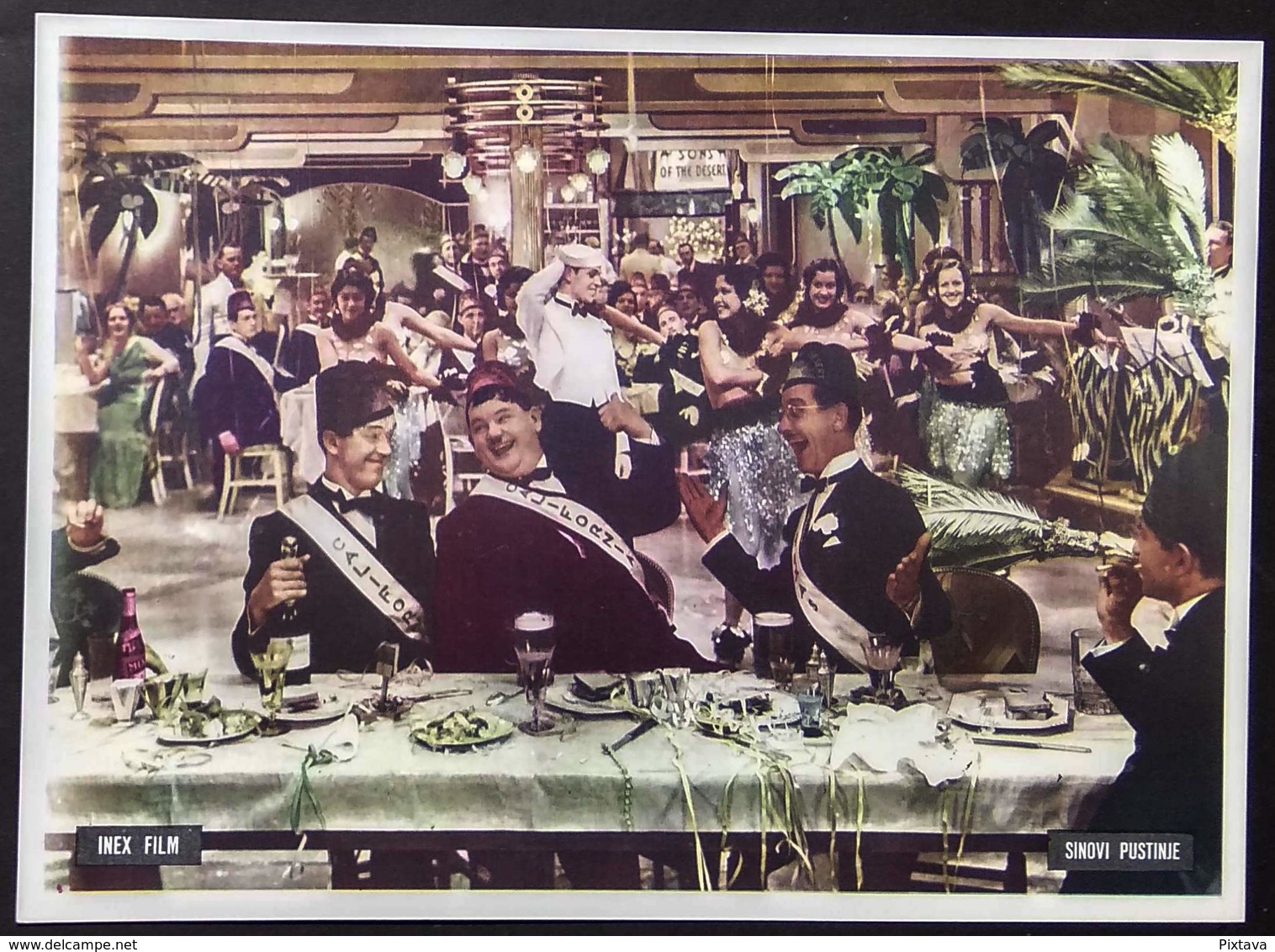 STAN LAUREL, OLIVER HARDY (MOVIE "SONS OF THE DESERT" 1933.) - 3 X Vintage LOBBY CARD - Cinema Advertisement