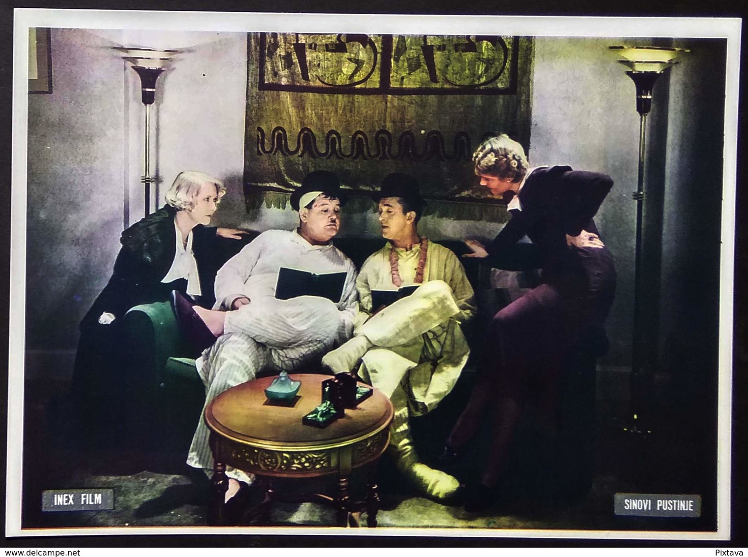 STAN LAUREL, OLIVER HARDY (MOVIE "SONS OF THE DESERT" 1933.) - 3 X Vintage LOBBY CARD - Cinema Advertisement