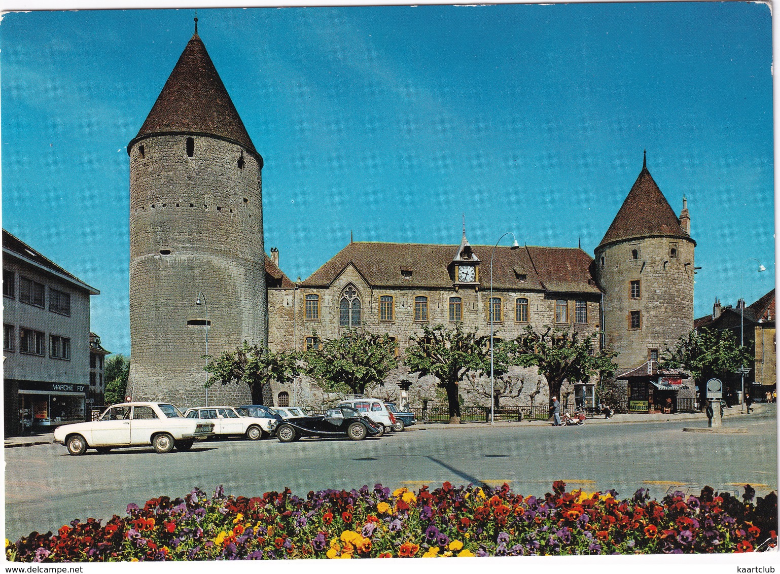 Yverdon: DKW F102, MORGAN PLUS 8, CITROËN AMI BREAK, RENAULT 4 - Le Chateau - (Suisse/Schweiz) - Voitures De Tourisme