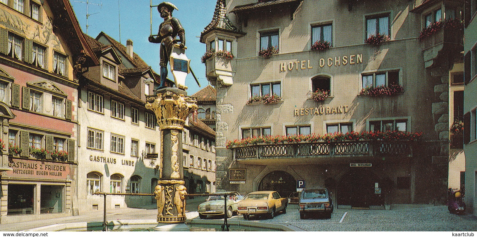 Zug: MERCEDES W123, DATSUN LAUREL 200 L COUPÉ, RENAULT 16 TX - Hotel Ochsen,Gasthaus Linde & Z. Friede (Suisse/Schweiz) - Toerisme