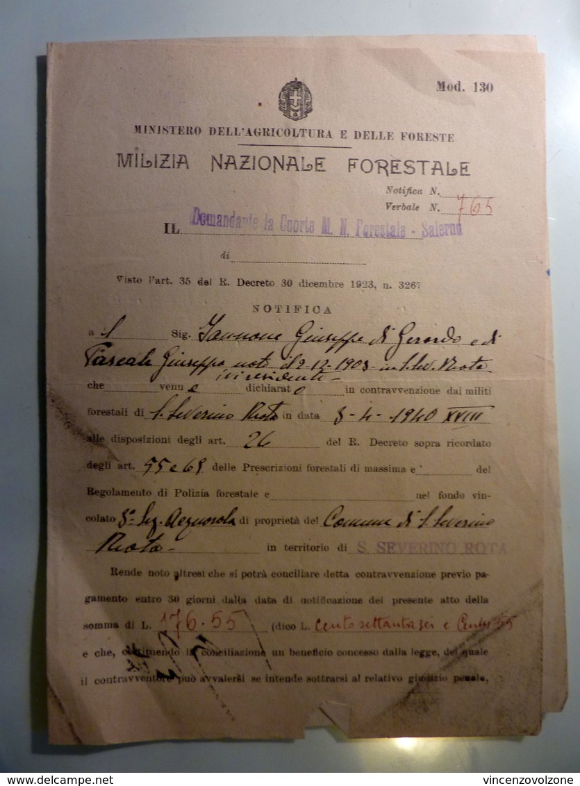 Documento "R. CAPITANERIA DI PORTO VIAREGGIO - LICENZA CONCESSIONE BALNEARE"  24 Ottobre 1944 - Ex-libris