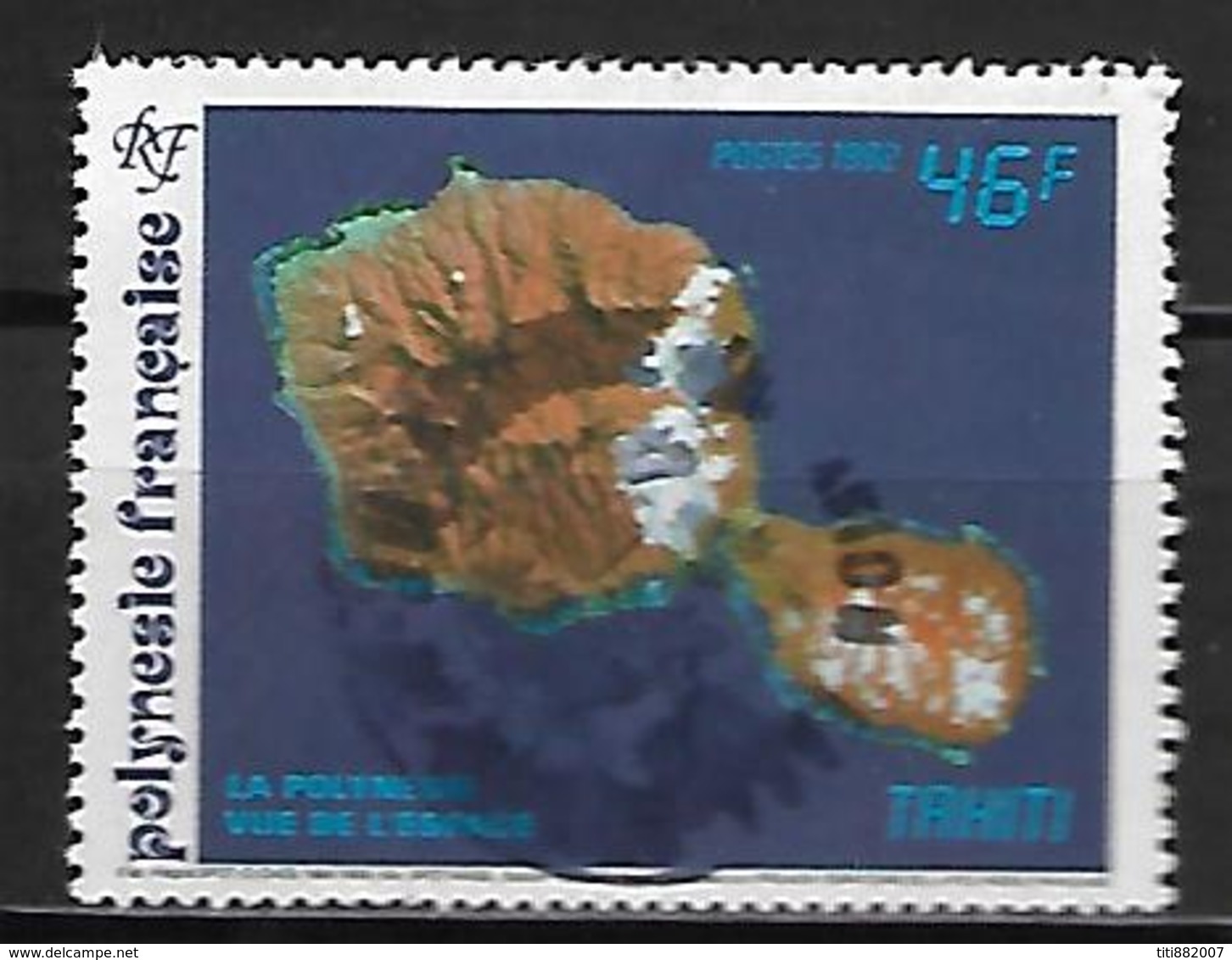 POLYNESIE  Française    -  1992 .  Y&T N° 405 Oblitéré .    L' Ile, Vue De L'espace. - Used Stamps