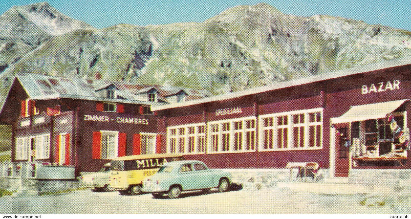 Grimsel-Paßhöhe: AUSTIN A50 CAMBRIDGE '57, VW T1 KOMBI-BUS 'MILLA' - Restaurant Alpenrösli - Bazar - (CH.) - Toerisme