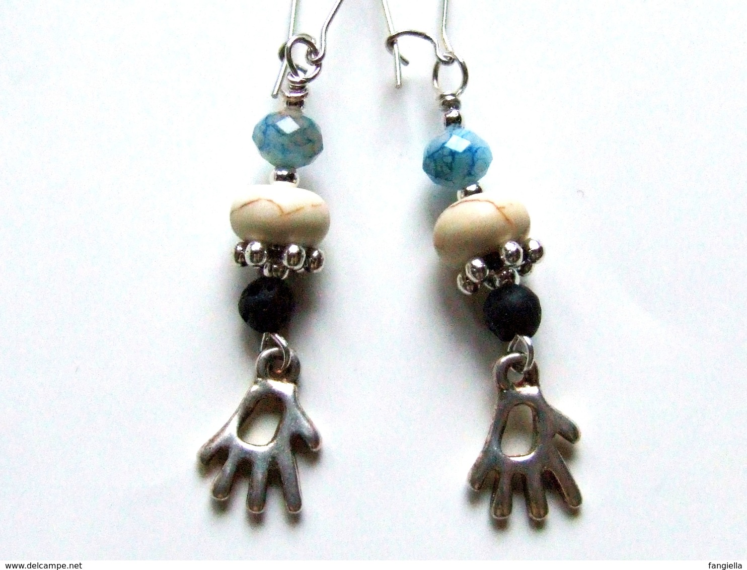 Boucles D'oreilles Enfant, Pierre, Lave, Breloque, Main, Boucles D'oreilles Artisanales, Bijou Fait-main, Artisanat Fran - Aretes