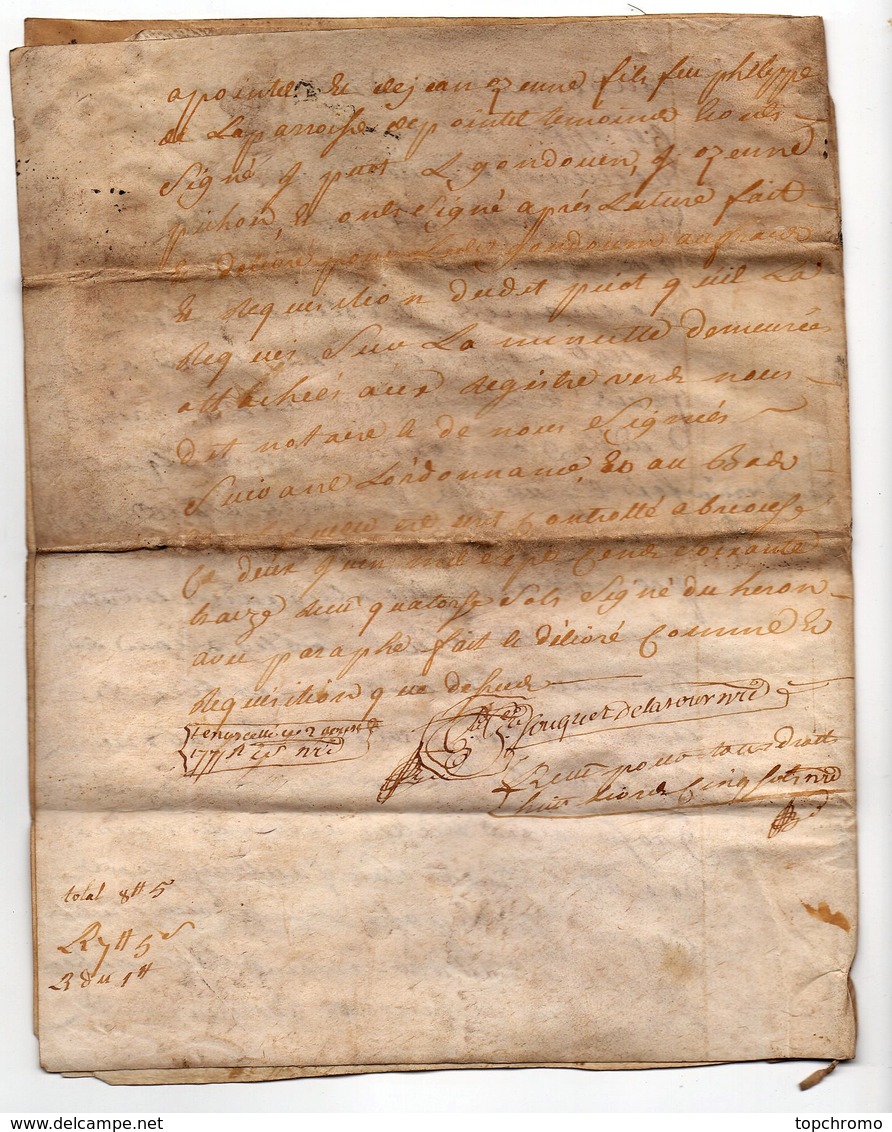 Véritable Parchemin Manuscrit Acte Notarié Notaire 18ème 1773 Cachet Généralité D'Alençon Briouze 6 Pages - Manuscrits