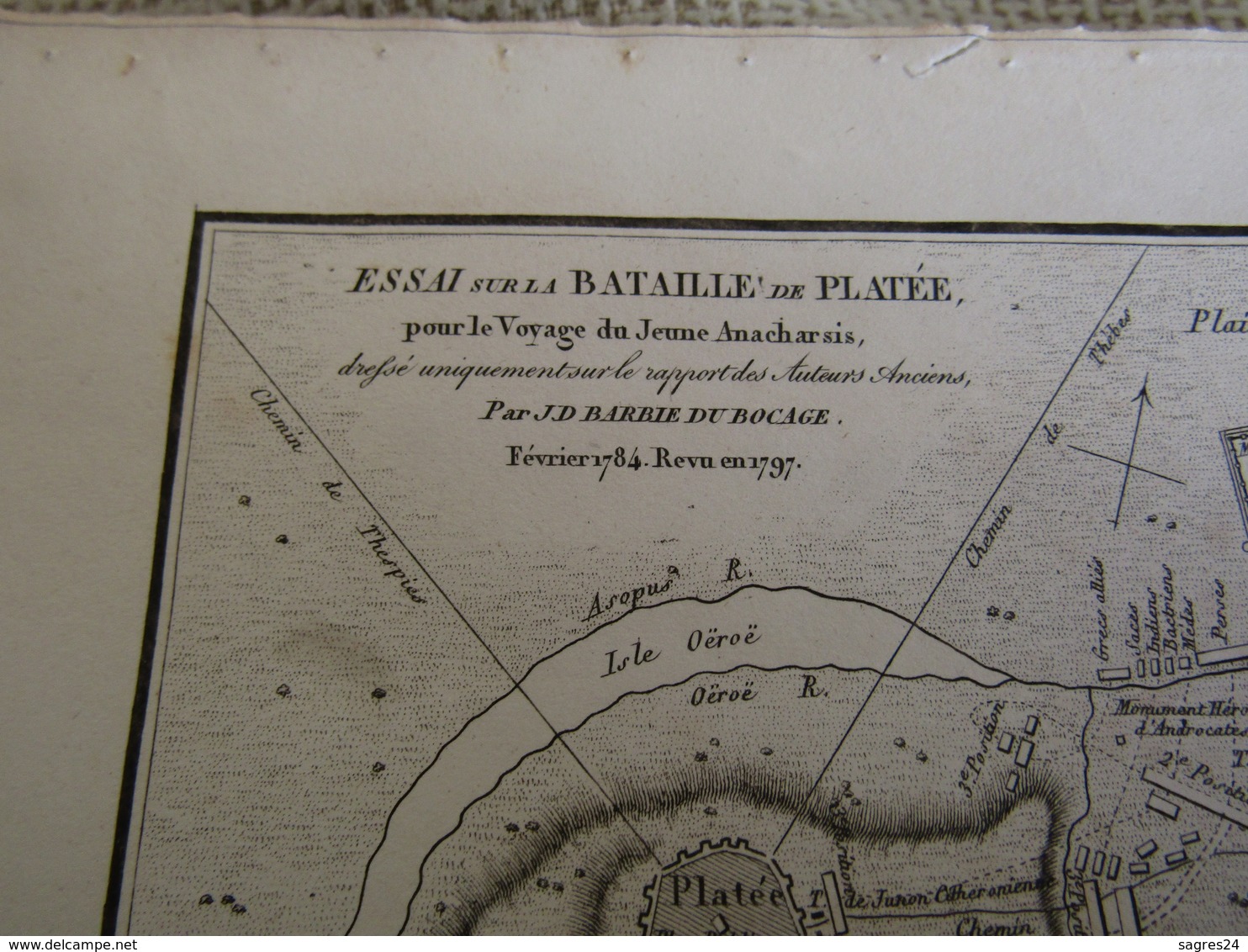 Carte Essai Sur La Bataille De Platée Pour Le Voyage Du Jeune Anacharsis Par J.D.Barbié Du Bocage 1784 - Geographical Maps